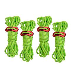 4stk Guy Rope reflekterende snorlinjer med løbere grøn 4mm x 6.5ft