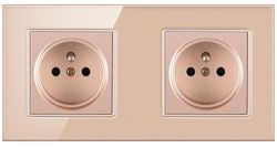 Barsinfi Eu Krystal glaspanel 3 række socket 16a tysk stikkontakt med 6 Usb 146*86*40 mm Golden