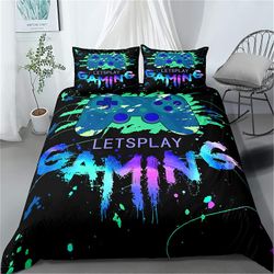 Baicccf Gaming Sengetøy Set Gamer Room Decor Gamer Comforter Cover For Boys Girls Kids Teens Video Games Full Size Bed Set 3 Piece Gamepad Quilt Co...