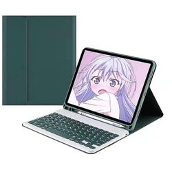 Mikasa Bluetooth-tastaturtaske til Ipad aftageligt slankt cover indbygget blyantsholder mørk grøn 10.5 inch