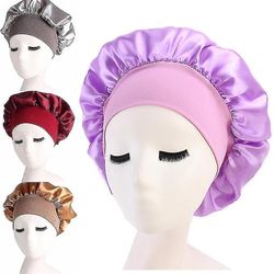Kvinder Satin Solid Sleeping Hat Night Sleep Cap Hair Care Bonnet Nightcap for kvinder Mænd Unisex Cap