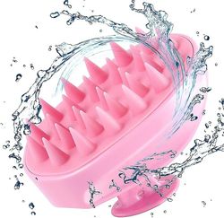 Hovedbund Massager Shampoo Brush, Silikone Ikke-Flaky Scalp Comb, velegnet til vådt eller tørt hår (Pink)
