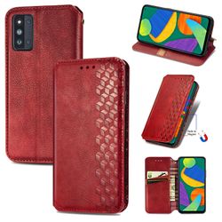 Kompatibel med Samsung Galaxy F52 5g Flip Case Etui Vintage Wallet Flip Cover med magnetisk lukning Coque - Blå rød