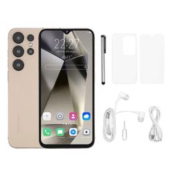 Lukitsematon S24 ULTRA -älypuhelin, 6,6 tuuman solunäyttö, 4 Gt RAM-muistia, 64 Gt ROM-muistia, kaksoiskamera, kulta