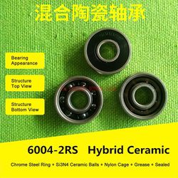 6004 Hybrid keramiske Rodamientos 20x42x12 mm Abec-7 ( 1 stk ) Cykel bundbeslag og reservedele 6004rs Si3n4 Kuglelejer Rulman