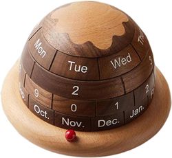 Tre Permanent Kalender, Planet Shaped Wood Permanent Kalender, Måned Uke Dag Display Kalender, Trebord Håndverk for innendørs hjem