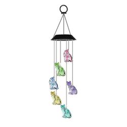 Solar Chimes Outdoor Led Changing Cats Hängande Windchime Dekoration För Trädgård, Solar Chime Lampa (1st, Färg)