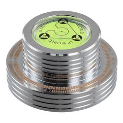 50 Hz: n LP-vinyylilevysoitin levysoittimen levysoittimen vakaajatason painopuristin, jossa on tason nopeuden mittaus musiikkisoittimelle hopea