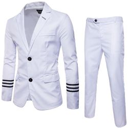 Drupum Business Casual Mænd To knapper passer sæt - dragter + bukser - Asien størrelse S-5XL Hvid XXL