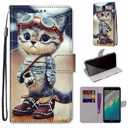 Foxdock Sag til Nokia C01 Plus Creative Mønster Tui magnetiske kort Holder Tegnebog - Kitten