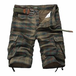 Fxiaoxian Plaid Cargo Short til mænd Grøn 32