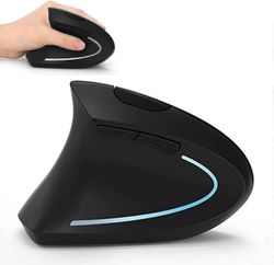 Vasenkätinen hiiri, pystysuora ergonominen hiiri, langaton 2,4 g usb vasenkätinen vasenkätinen ergonominen pystysuora hiiri, vähemmän kohinaa - musta