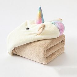 Gangxun Børns hætteklædte badekåbe Kappe Badehåndklæde Kids Beach Pool Bath Hætteklædte Håndklæde Enhjørning Cloak Badehåndklæde fortykket Coral Fl...
