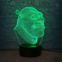 Wekity Shxx 3d -lamppu Shrek Led Table Night Light Illusion Atmosphere -valaisin etäkosketusanturivalolla vauvan nukkuvana yölamppuna Lapset Syntym...