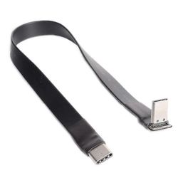 USB 3.1 Type C - Type C jatkokaapeli 90 asteen sovitin fpc fpv nauha litteä usb c -kaapeli 3a 10gbps-hyj Musta