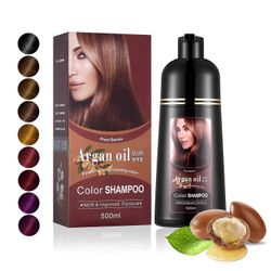 unbrand Arganöljy hiusväri väri shampoo 500ml, 3 in 1 hiusväri shampoo, helppokäyttöinen, välitön nopeasti vaikuttava pitkäkestoinen Rypäleen punainen