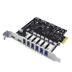 USB 3.2 ja Type-C PCI-E -laajennuskortti, PCIE - USB-ohjain, 6-porttia + 2-porttia, USB-C 3.2 PCI-E -kortti A musta