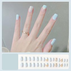 Bærbar negle patch aftagelig blød negle patch gelé lim færdig søm patch wearable nail patch Marine magi