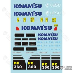 1/14 LESU Dekal Vann Klistremerke RC Komatsu AC360 gravemaskin DIY Modell Truck TH16741-SMT2