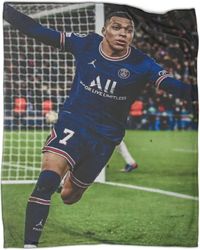 Kylian Mbapp Fleece Blanket Soft Cozy 3D Football Superstars Painettu heittohuopa lapsille Pojat Aikuiset Painettu Muhkea sarjakuva Kiinteä peitto ...