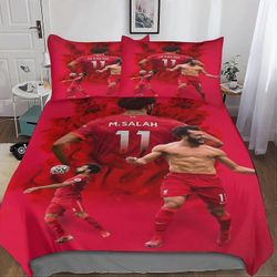 Kerota Salahin pussilakanasetti D, jalkapallotähden painettu vuodevaatesetti tyynyliinalla teini-ikäisille ja aikuisille Single135x200cm