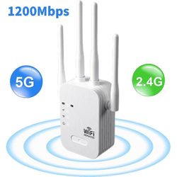 1200 Mbps:n WiFi-vahvistin, toistin, 802.11ac, langattoman verkon jatke, 5G 2.4G, kaksikaistainen WiFi-vahvistin, pitkän kantaman langaton WiFi-rei...