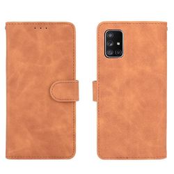 Etui til Samsung Galaxy A71 4g Cover Premium Læder med kortholder Flip Folio Magnetisk etui Etui Coque - Sort Brown