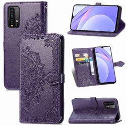 Etui til Xiaomi Redmi 9t/9 Power Cover Læder tegnebogsdæksel Præget Mandala magnetisk flipbeskyttelse Stødsikker - Violet