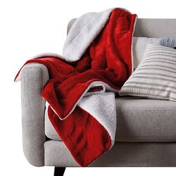 Handuo Sherpa Fleece Kast Tæppe Tyk Fuzzy varme bløde tæpper og kaster til sofa rød