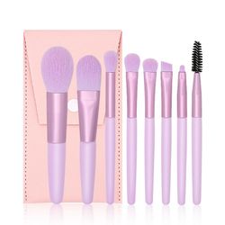 8 Børster Skønhedsværktøjer Blød hår makeup børste sæt træ håndtag bærbare Mini Blush makeup børste sæt Macaron lilla