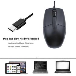 USB-tyypin C johdollinen hiiri kannettaville tietokoneille, matkapuhelimille ja tableteille 3 painikkeen ergonominen pelaaminen