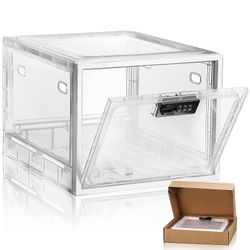 Låsbar boks, låsbar oppbevaringsboks med lås, medisinlåsboks for kjøleskapsklassifisering, låseboks for medisin, mat og hjemmesikkerhet Transpart