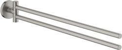 Kaksivartinen kääntyvä pyyheteline, harjattu nikkeli ruostumattomasta teräksestä seinälle asennettava kylpyhuoneen pyyheteline porauksella