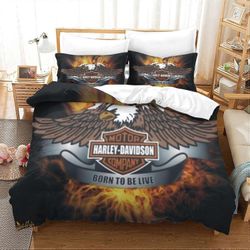 Kerota 3D digitaalinen Harley Davidson Print kolmiosainen vuodevaatteet mikrokuitupussilakana ja tyynyliina pussilakana vuodevaatteet 3 kpl setti (...