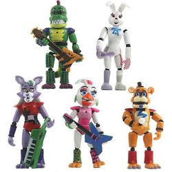 5kpl/setti FNAF Security Breach Series Bonnie Bear Action Figure Luminous irrotettava nivel Freddy Pvc malli 5 kpl