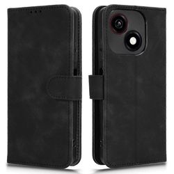 varten ZTE Blade A35e nahkakotelo Skin Feel Anti Drop Lompakko Flip Puhelimen Kansi - Musta Monivärinen Black