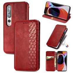 Kompatibel med Xiaomi Mi 10 / Mi 10 Pro Flip Case Etui Vintage Wallet Flip Cover med magnetisk lukning Coque - Blå rød