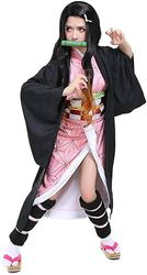 Kissqiqi Dame piger Kimono Cosplay Kostume med bambus sort/pink L