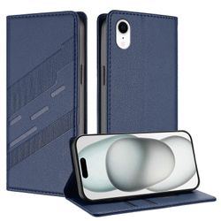 Kotelo Iphone XR:lle, pehmeä PU-nahka Folio Flip Kickstand iskunkestävä puhelinkotelo - tummanvihreä Tummansininen