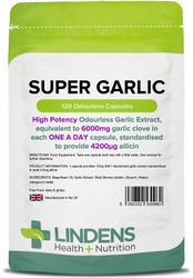 Lindens Valkosipuli 6000mg - 120 hajutonta kapselia (Super Garlic)