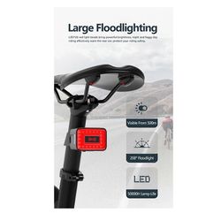 Polkupyörän älykäs tutka-takavalo Pyörän älykäs takajarrun tunnistuslamppu Ebike LED -pyöräilyanturin varoitustakavalo Musta