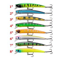 Unbrand 1pcs Laser Bionic Winter Trolling Fishing Lokker 95mm/7.6g Minnow kunstige Crankbaits Fisk Wobblers For Bass Hard Bait Tackle Farve9