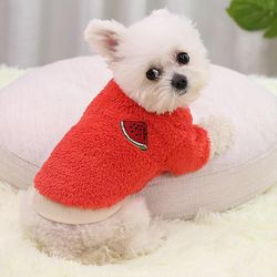 Varychmoo Pet Tøj Hvalp Hund Varm Fleece Jumper Sweater Coat Small Yorkie Chihuahua Kat Rød M