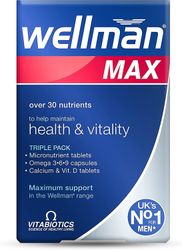 Vitabiotics Wellman Max 84 tablettia/kapselia Omega Health Vitality 3 kpl Pakkaukset 2 kpl