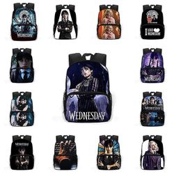 Wednesday Onsdag Addams Adams rygsæk skoletaske med stor kapacitet Opskrift 15