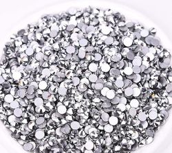 Linkrunning Lim Fix Flatback Rhinestones Glas Diamantes Ædelstene til Nail Art Håndværk Dekorationer Tøj Sko (ss2 576stk, Sølv) 4.8mm