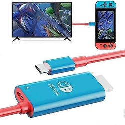 Kannettava kytkintelakka USB Type C - HDMI -muunnoskaapeli TV-telakointitilaan Yhteensopiva Nintendo Switchin, Steam Deckin kanssa Blue