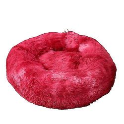 Barsinfi Sofa Pude Cat Bed Round Pet Nest Plys Hund Seng 40cm) Vin rød