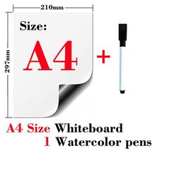 Magnetiske soft whiteboard køleskab klistermærker sletning Memo Opslagstavle A4 1Pen