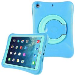 PEPKOO Cool EVA iskunkestävä kotelo 360 asteen pyörivällä jalustalla 9,7 tuuman iPadille (2018)/(2017) Monivärinen Blue/Mint Green